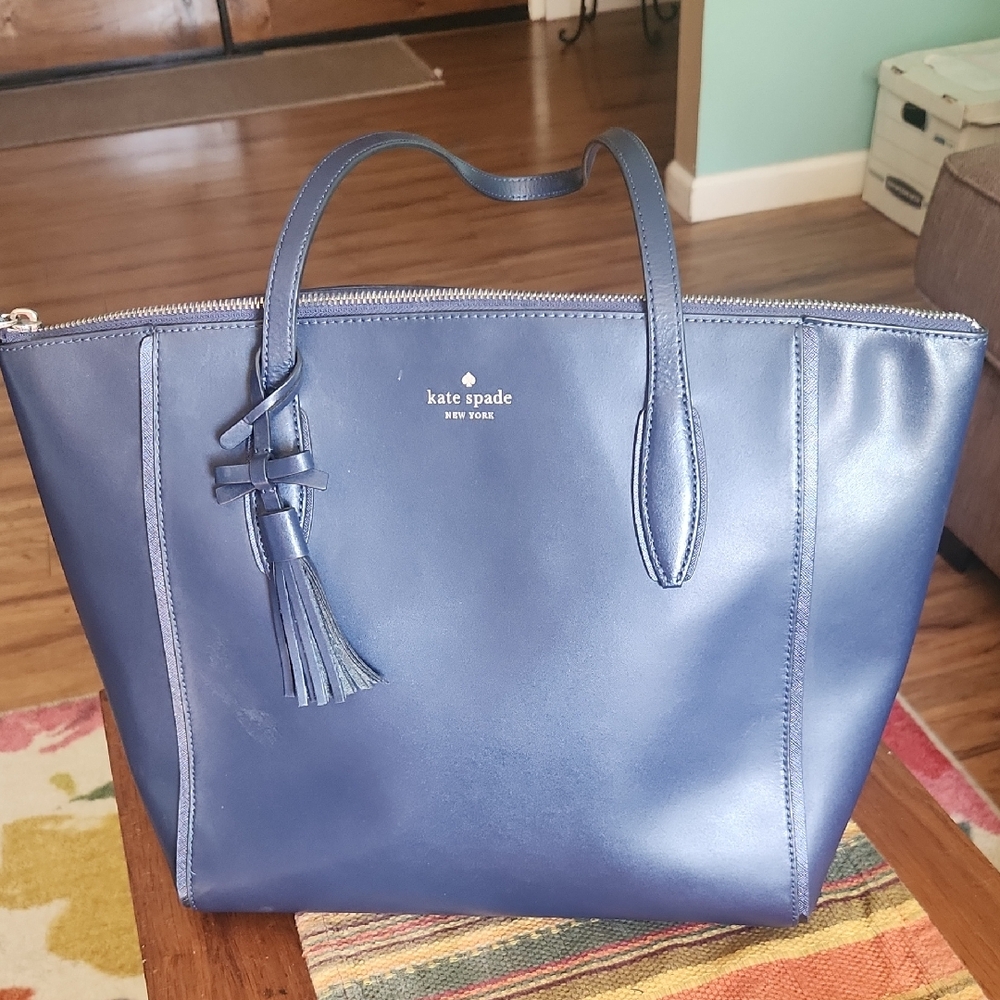 Kate Spade Navy Blue Tote with Tassel